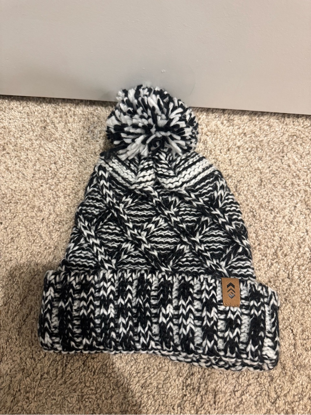 Black & White Knit Pom Beanie